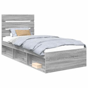 vidaXL Cadre de lit Gris Sonoma 75 x 190 cm Pin massif