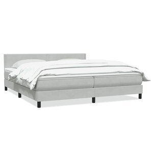 vidaXL Sommier à lattes de lit et matelas gris clair 180x210cm velours