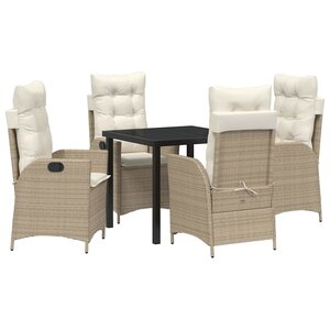 vidaXL Ensemble de salle à manger pour jardin 5 Pièces Beige polyrotin