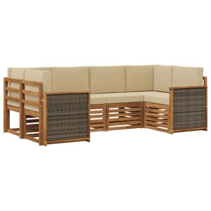vidaXL Ensemble de canapé d'angle avec coussin 5 Pièces Naturel