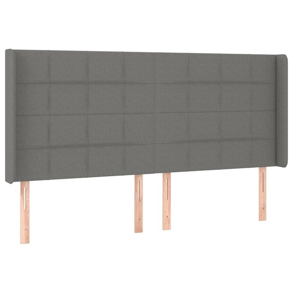 vidaXL Tête de lit avec oreilles Gris foncé 163x16x118/128 cm Tissu