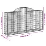 vidaXL Paniers à gabions arqués 2 Pièces 200x50x100/120 cm fer galvanisé