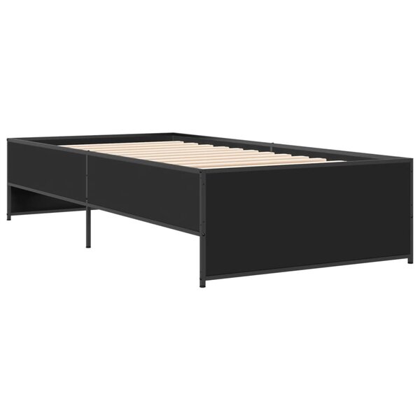 vidaXL Cadre de lit noir 90x190 cm bois d'ingénierie et métal