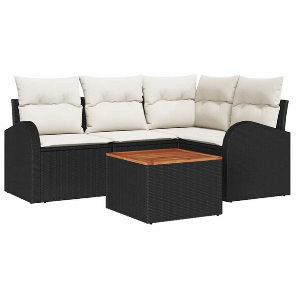 vidaXL Ensemble de canapé de jardin 5 Pièces Noir Poly rotin