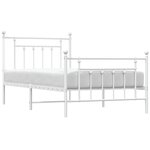 vidaXL Cadre de lit métal sans matelas et pied de lit blanc 100x190 cm