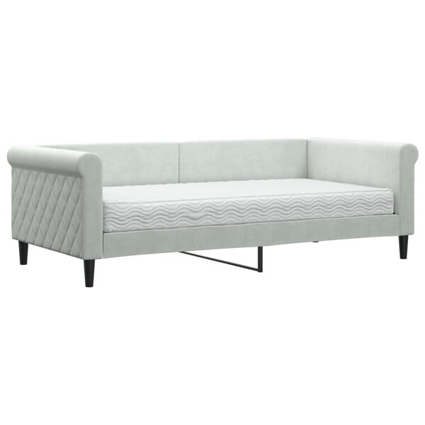 vidaXL Lit de jour avec matelas gris clair 90x190 cm velours
