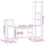 vidaXL Ensemble de meubles de salle de bain 3 Pièces gris béton