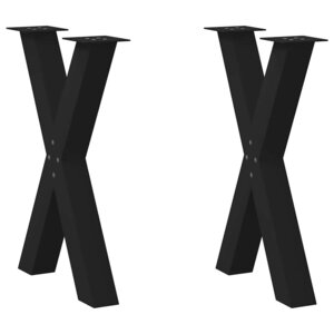 vidaXL Pieds de table à manger en forme de X  2 pièces  noir  60 x (72-73) cm  acier