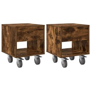 vidaXL Table de chevet 2 Pièces Chêne fumé 40 5 x 40 x 48 cm