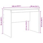 vidaXL Bureau d'écriture Chêne fumé Panneau de particules 100 x 50 x 76 cm