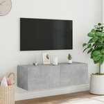 vidaXL Meuble TV mural avec lumières LED gris béton 100x35x31 cm