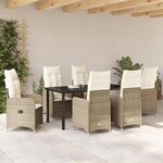 vidaXL Ensemble de salle à manger pour jardin 7 Pièces Beige Poly rotin