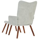 vidaXL Chaise de relaxation avec tabouret Gris clair Velours