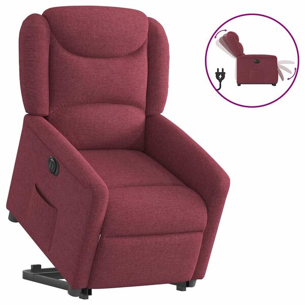 vidaXL Fauteuil inclinable électrique rouge bordeaux tissu