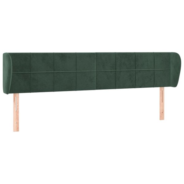 vidaXL Tête de lit avec oreilles Vert foncé 203x23x78/88 cm Velours