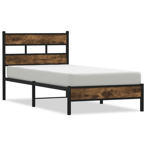 vidaXL Cadre de lit sans matelas avec tête de lit chêne fumé 90x200 cm