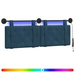 vidaXL Tête de lit suspendue Avec lumière LED Bleu Velours
