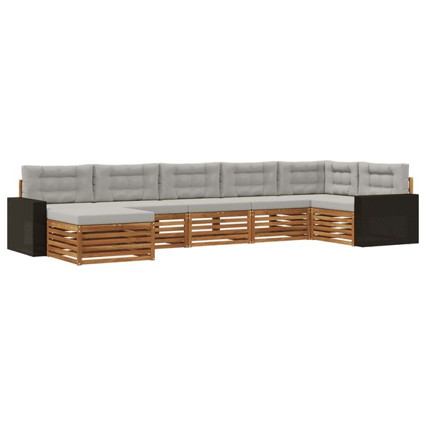 vidaXL Ensemble de canapés d'extérieur 7 pc Naturel et gris clair