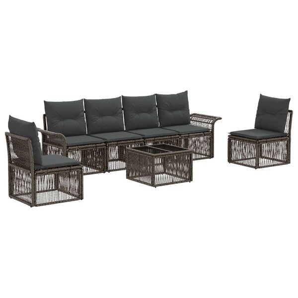 vidaXL Ensemble de canapé de jardin 7 Pièces Gris polyrotin