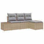 vidaXL Ensemble de canapé de jardin 4 Pièces Beige Poly rotin