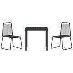 vidaXL Ensemble de salle à manger pour jardin 3 Pièces Noir Poly rotin