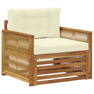 vidaXL Canapé d’extérieur Bois d'Acacia Massif Naturel et Crème