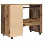 vidaXL Bureau avec roulettes avec tiroir Bois Ancien 91 x 50 x 77 cm