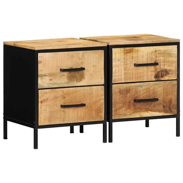vidaXL Cabinet de chevet 2 Pièces Marron et noir 40 x 35 x 50 cm