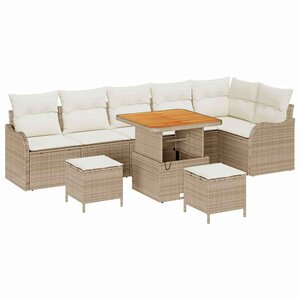 vidaXL Ensemble de canapé de jardin avec coussin 9 Pièces Beige et crème