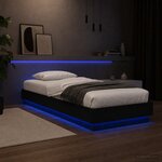 vidaXL Cadre de lit avec LED Chêne noir 80 x 200 cm Bois d'ingénierie
