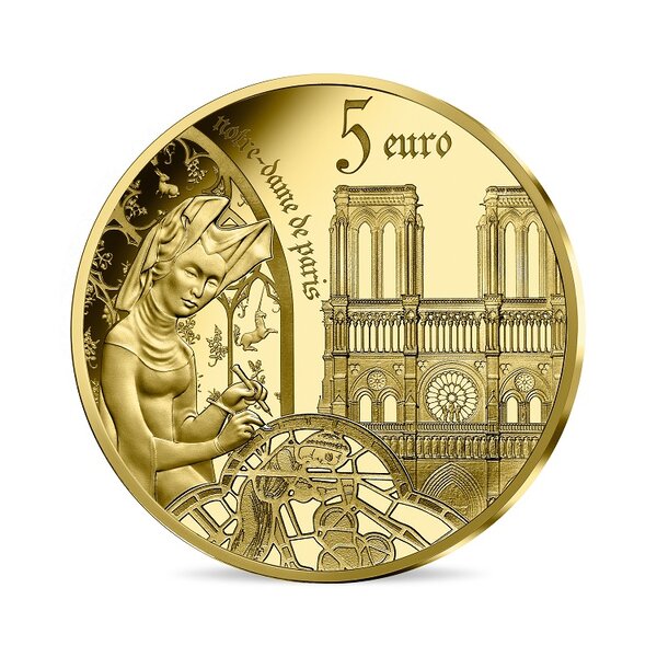 Pièce de monnaie 5 euro France 2020 or BE – Europa (Europe gothique)