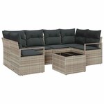 vidaXL Ensemble de canapé de jardin 7 pièces avec coussins gris clair en poly rotin.