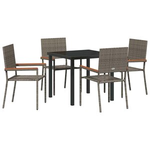vidaXL Ensemble de salle à manger pour jardin 5 Pièces Gris polyrotin
