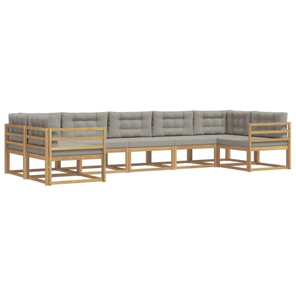 vidaXL Ensemble de canapés d'extérieur 7 Pièces Blanc et gris clair