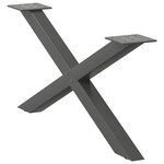 vidaXL Pieds de table basse en forme de X  2 pièces  anthracite  70 x (30-31) cm  acier