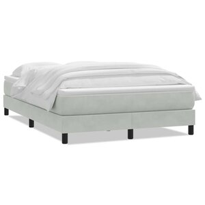 vidaXL Sommier à lattes de lit et matelas gris clair 160x220cm velours