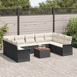 vidaXL Ensemble de canapé de jardin 10 Pièces Noir Poly rotin