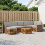 vidaXL Ensemble de canapés d'extérieur 7 pc Naturel et gris clair