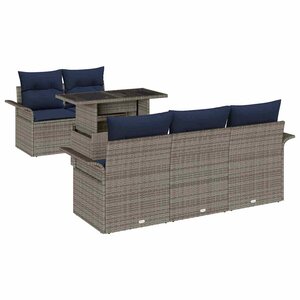 vidaXL Ensemble de canapé de jardin 6 Pièces Gris Poly Rattan