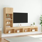 vidaXL Unités murales TV avec LED 4 Pièces chêne sonoma bois d'ingénierie
