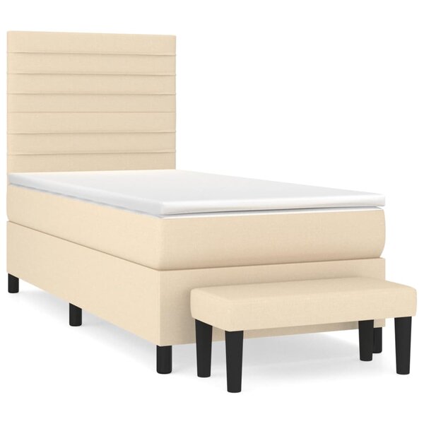 vidaXL Sommier à lattes de lit avec matelas Crème 80x200 cm Tissu