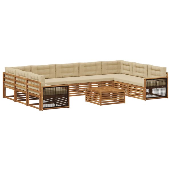 vidaXL Ensemble de canapés d'extérieur 10 pc Naturel et Beige