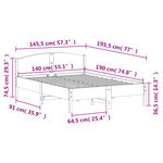 vidaXL Cadre de lit sans matelas cire marron 140x190cm bois pin massif