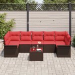 vidaXL Ensemble de canapé de jardin 8 Pièces Marron polyrotin