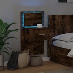 vidaXL Table de chevet murale avec lumières LED chêne fumé