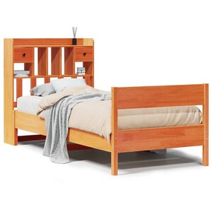 vidaXL Lit bibliothèque sans matelas cire marron 100x200 cm pin massif