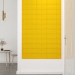 vidaXL Panneaux muraux 12 Pièces Jaune 60x15 cm Velours 1 08 m²