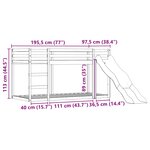 vidaXL Lit superposé sans matelas avec toboggan et rideaux 90x190 cm