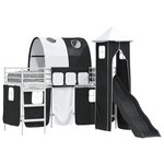 vidaXL Lit mezzanine pour enfants Blanc et Noir 74 5 x 190 cm Métал