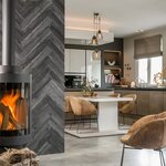 WallArt Planches d'aspect bois Chêne grange Gris cendré